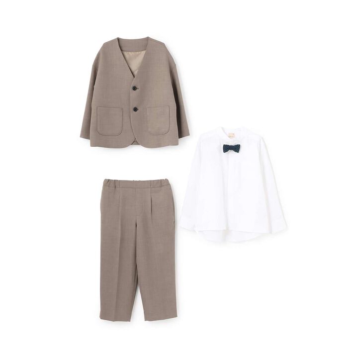 Semi-Formal No-Collar Jacket + Long Pants Set,Greige, medium image number 14