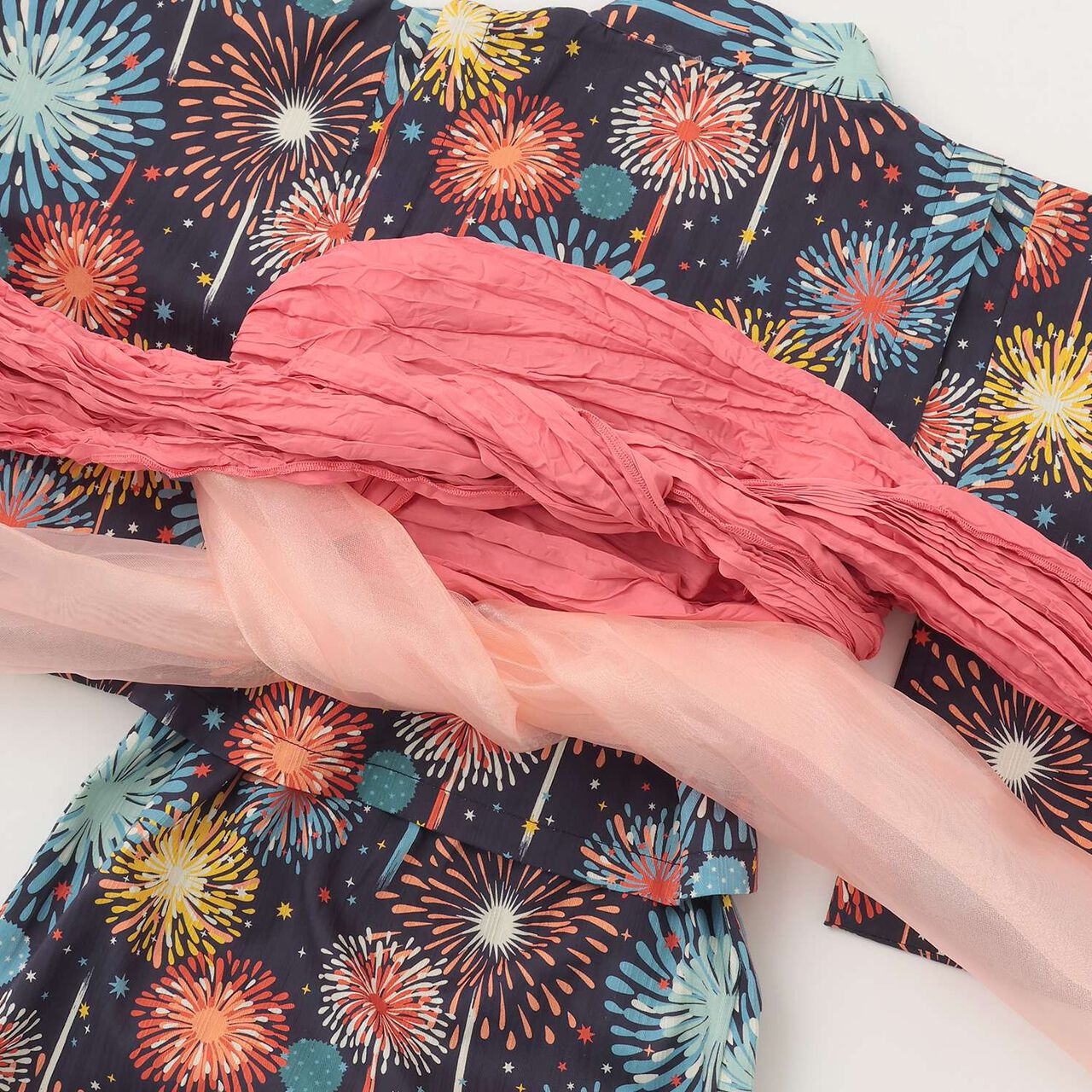 Yukata Set with Fireworks Pattern,Pearl white, large image number 16