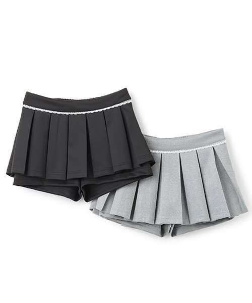 Cardboard Pleats Mini Skirt with Shorts [Korean Fashion
