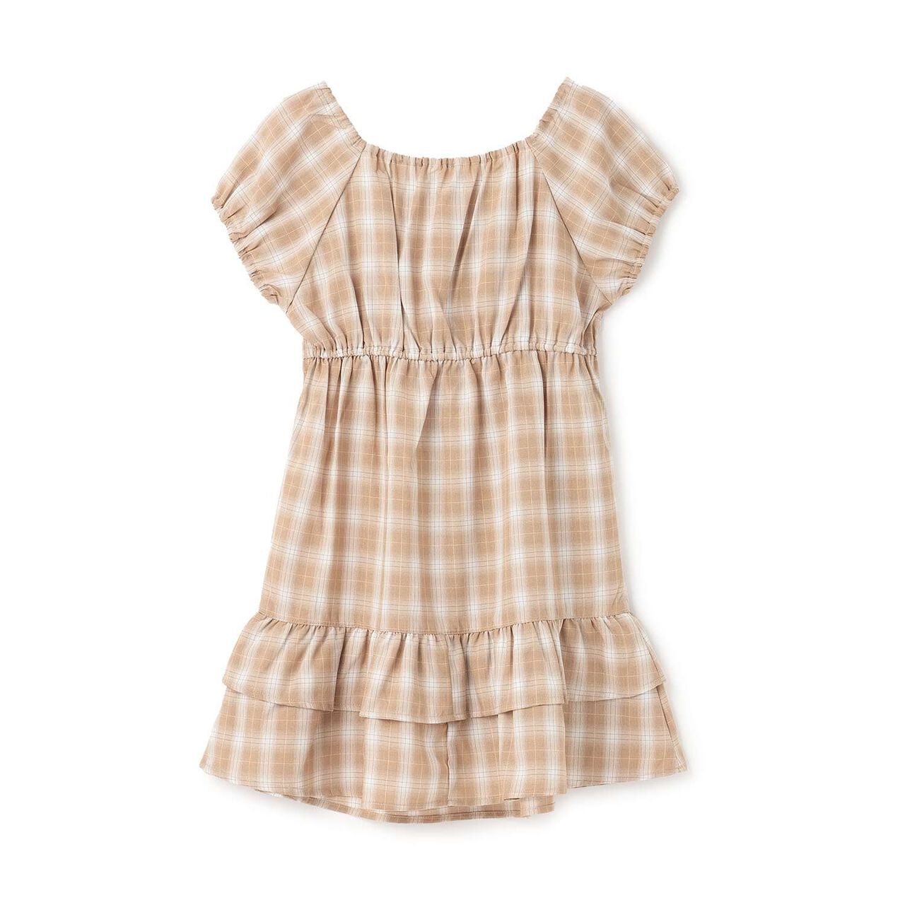Gathered Checkered Tunic Dress,Orange, large image number 8