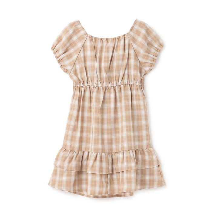 Gathered Checkered Tunic Dress,Orange, medium image number 8