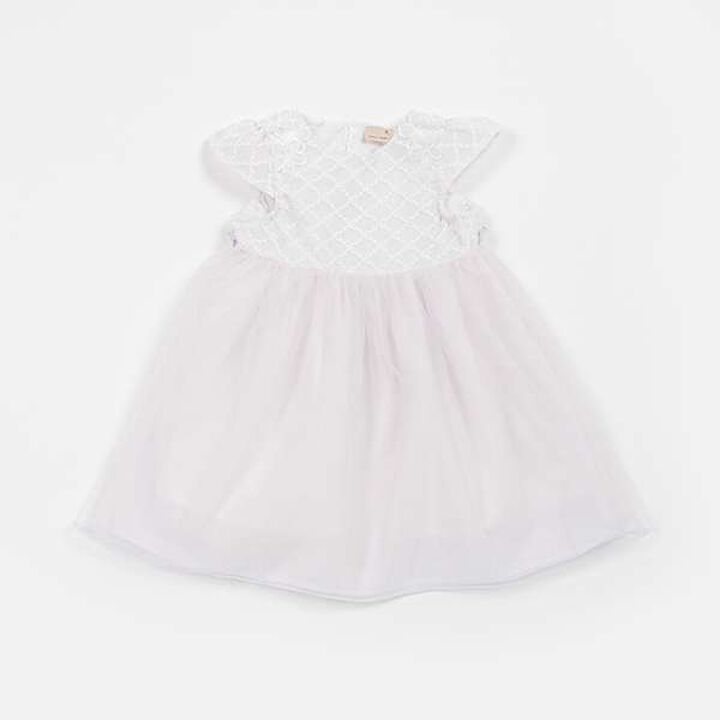 Flower Lace Tulle One-Piece Dress,Cream, medium image number 15