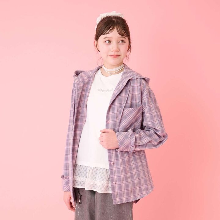 Hooded Checkered Shirt,, medium