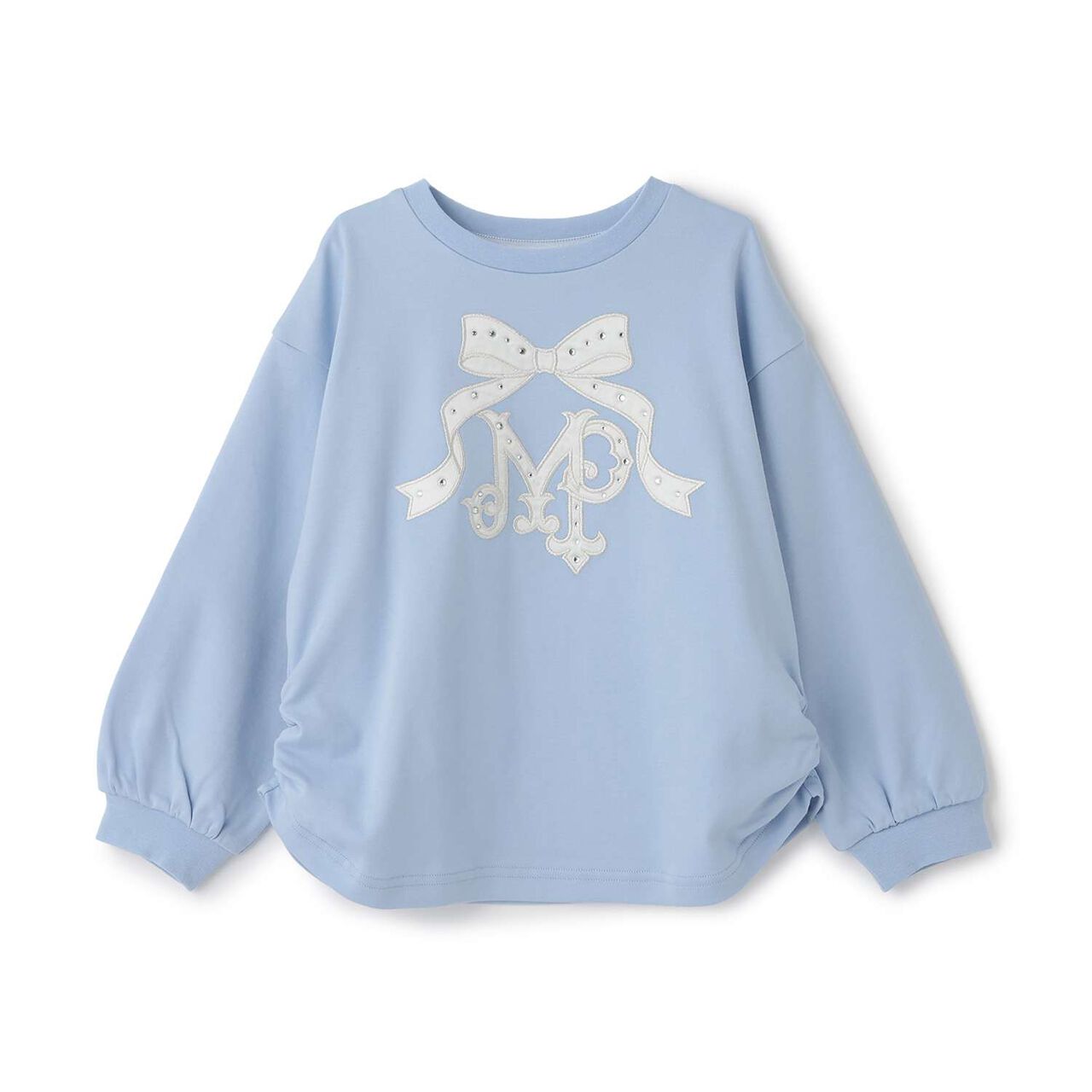 Ribbon Logo Appliqu&eacute; Long-Sleeve T-Shirt,Blue, large image number 0