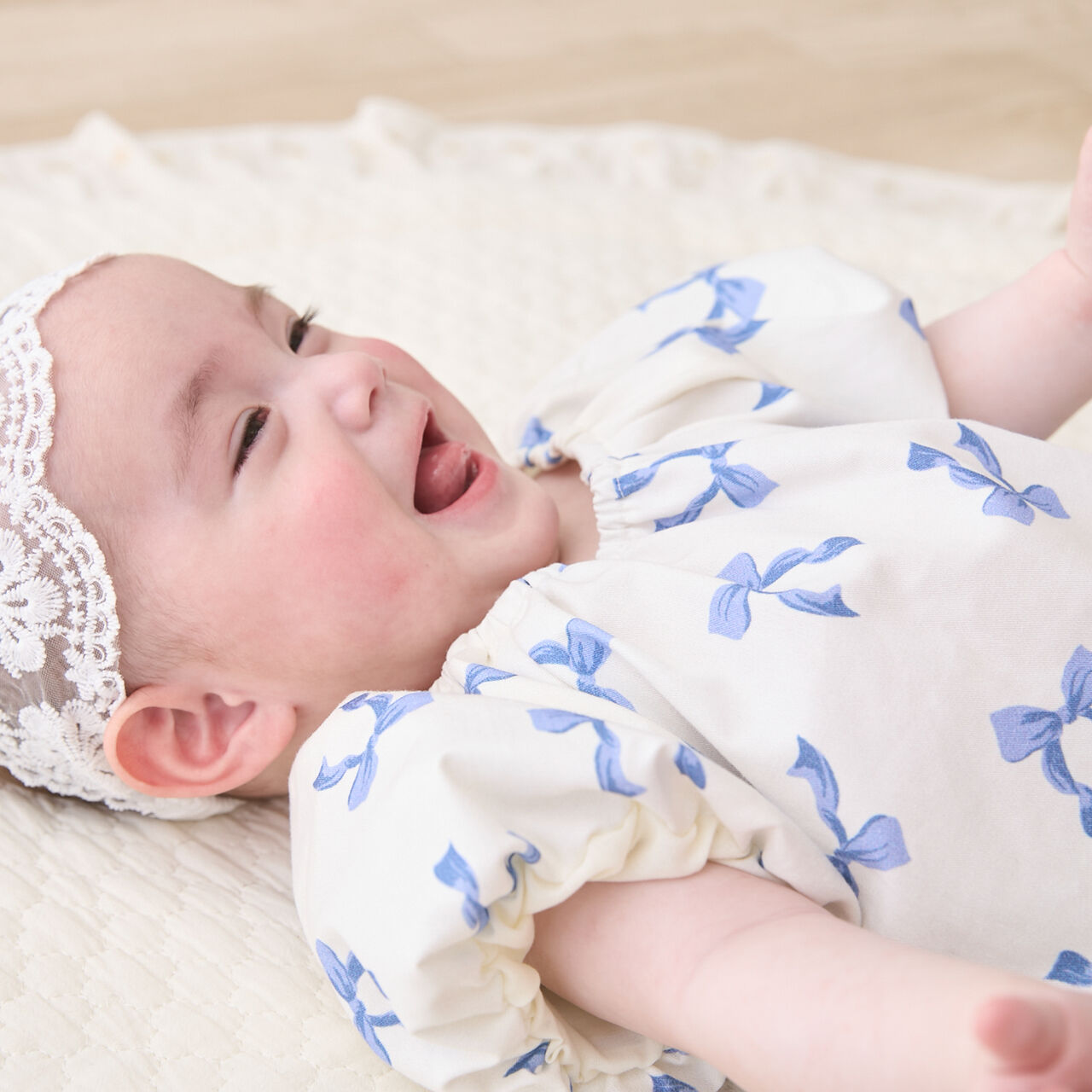 Link Ribbon All-Over Pattern Outfit Set,Blue, large image number 1