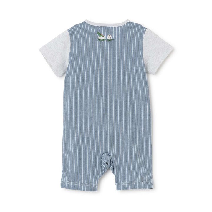 Dinosaur Short-Sleeve Overall Romper,Top gray, medium image number 1