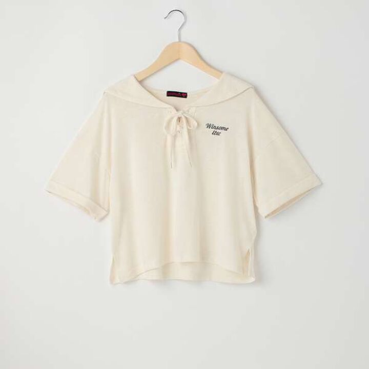 Sailor Collar Half T-Shirt,Sax blue, medium image number 2