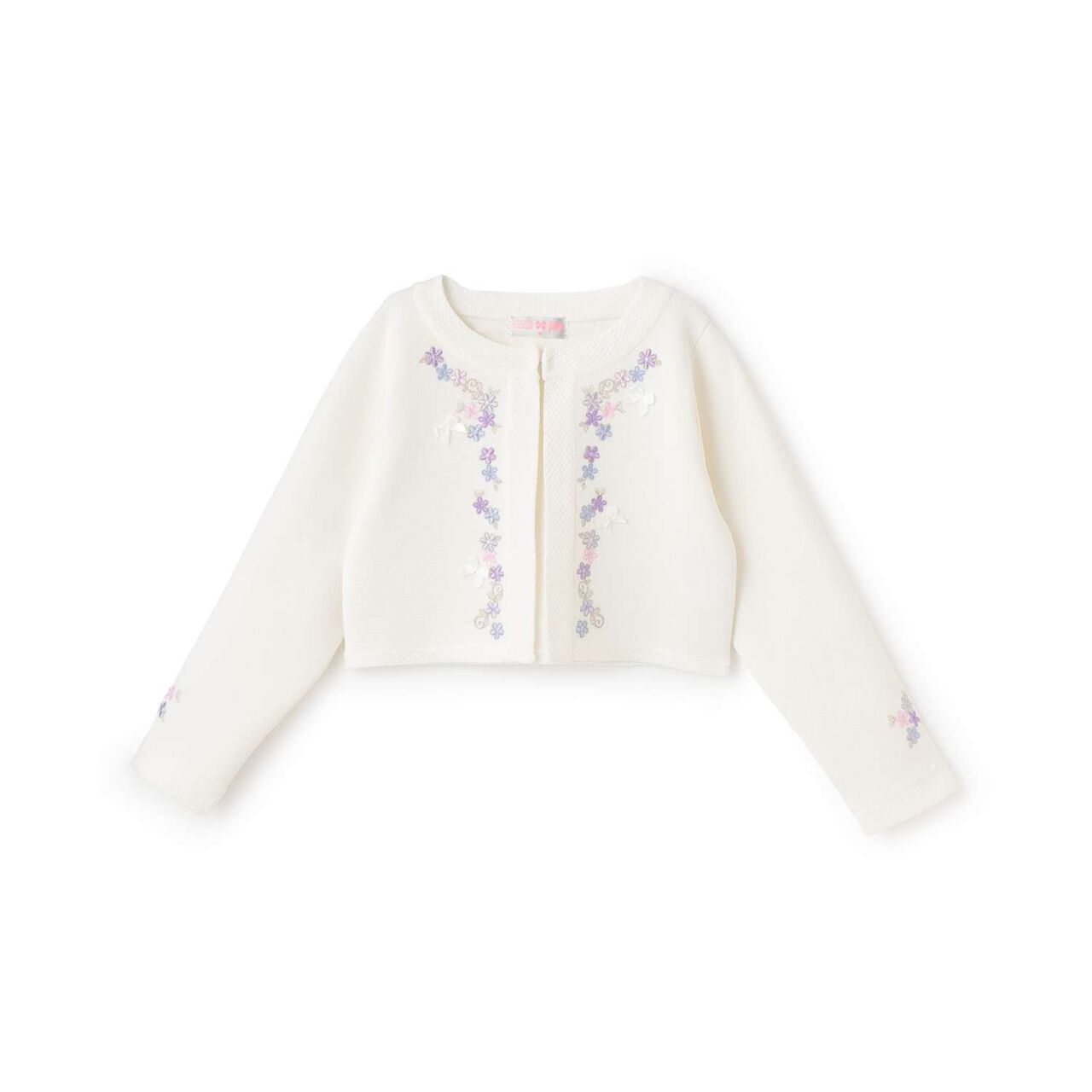 Flower Embroidery Knit Bolero,Off white, large image number 0