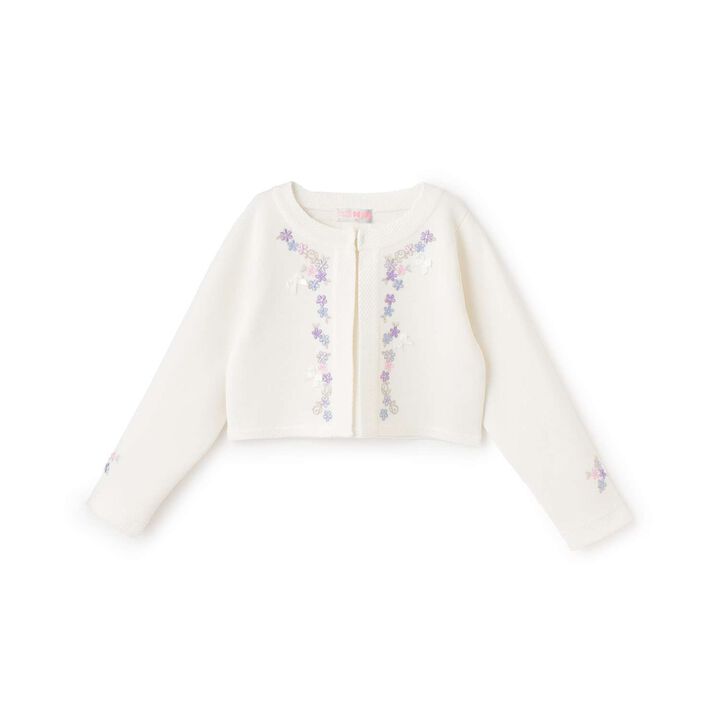 Flower Embroidery Knit Bolero,Off white, medium image number 0