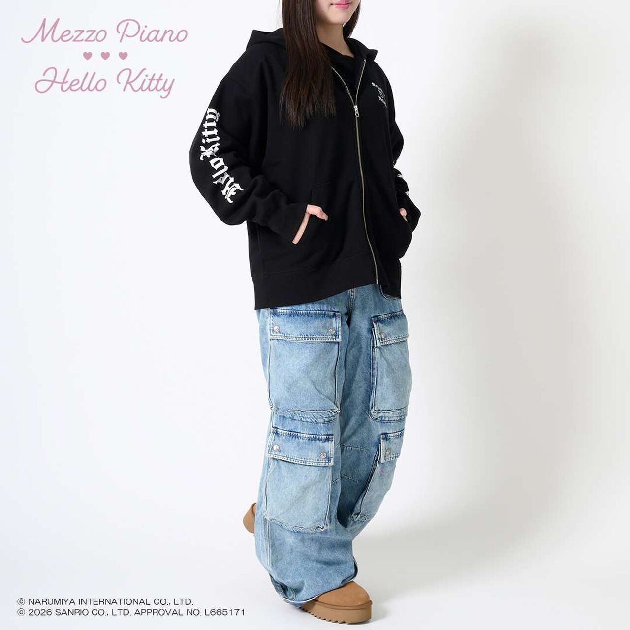 Hello Kitty x Berie-chan Zip Parka,Black, large image number 21