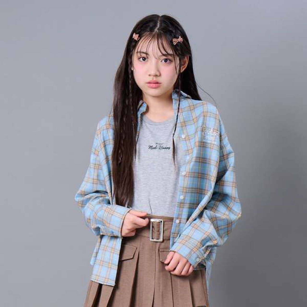 Checkered Loose Shirt,Blue, large image number 0