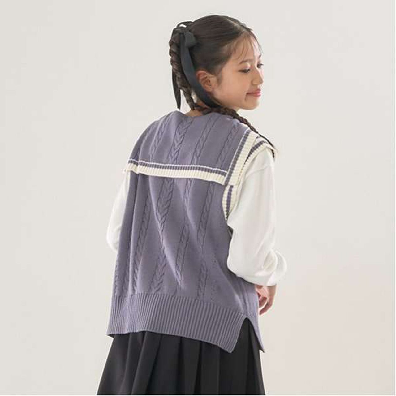 Sailor Knitwear Vest & T-Shirt Set,Gray, large image number 9