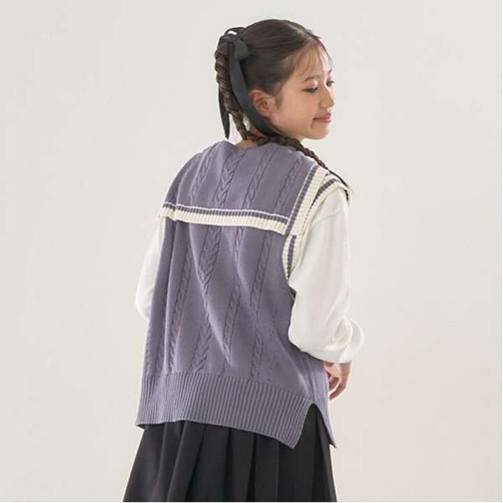 Sailor Knitwear Vest & T-Shirt Set,Gray, medium image number 9