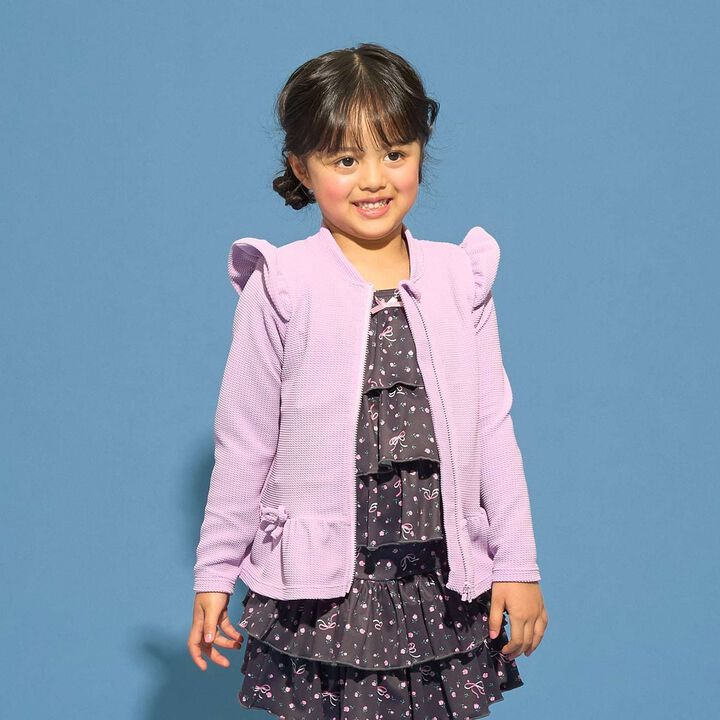 [SWIM] [UV Cut] Hem Frill Full Zip Rash Guard,Lavender, medium image number 0