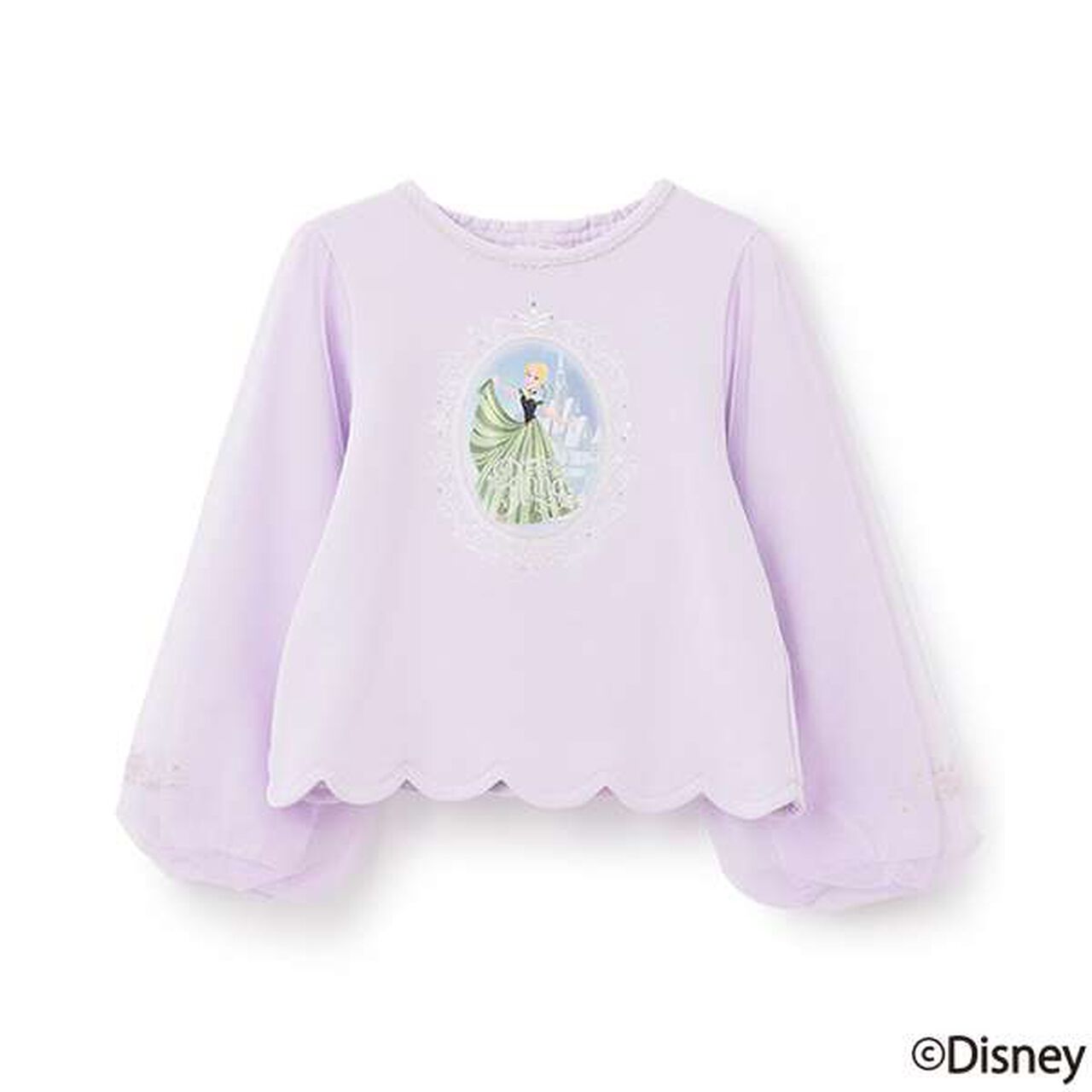 [Frozen] Tulle Sleeve Scallop Trim Sweatshirt,Light blue, large image number 10