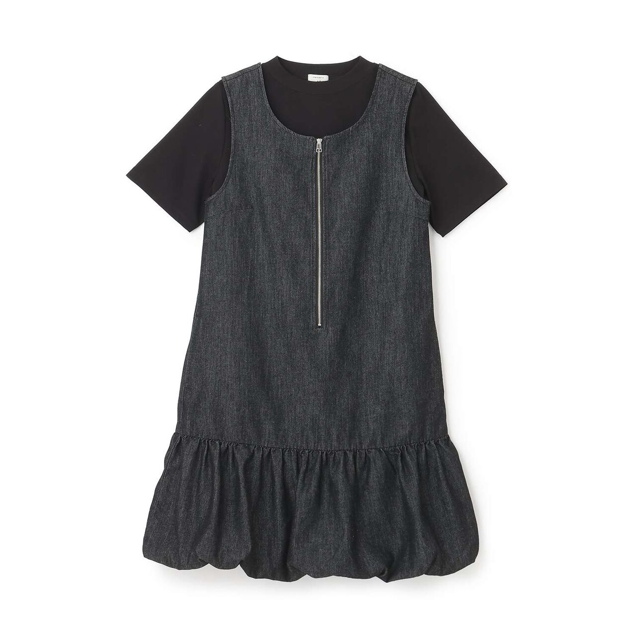 [AMI] Cool Touch Denim Balloon Jumper Skirt Inner Set,Black, large image number 10