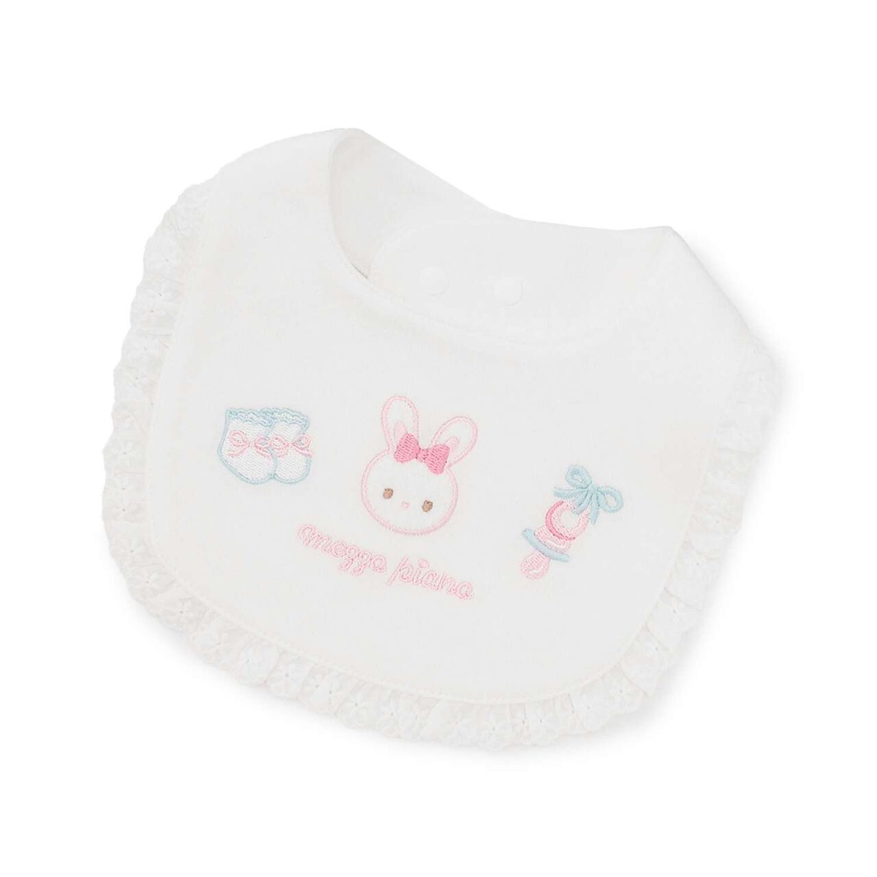 Rabbit Embroidery Bib,Off white, large image number 7