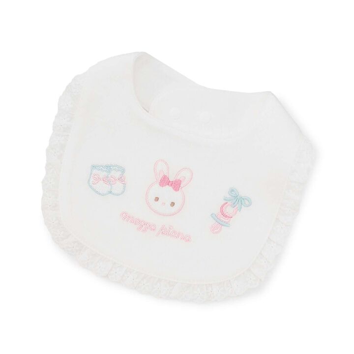 Rabbit Embroidery Bib,Off white, medium image number 7