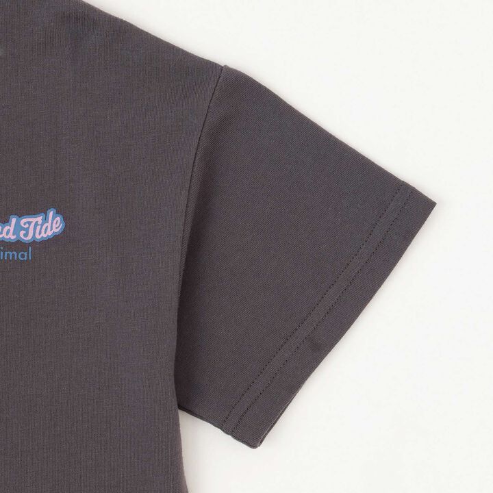Loose Short Sleeve T-Shirt with Back Patch,Charcoal gray, medium image number 20