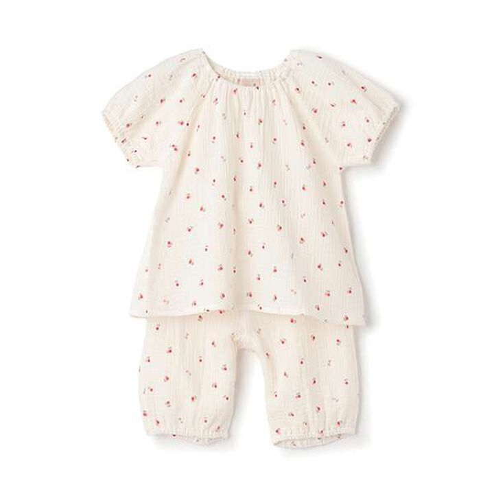 [Link] Puff Sleeve Double Gauze Pajamas,Pearl white, medium image number 13