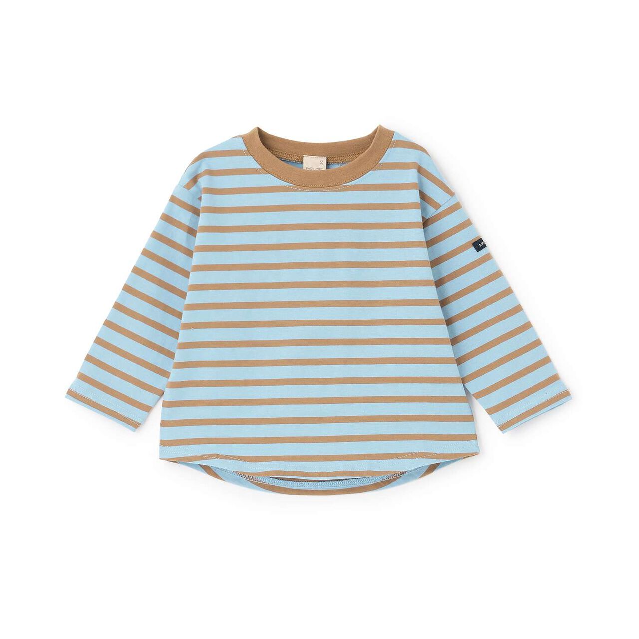Anti-Stain Stripe Long-Sleeve T-Shirt,Light blue, large image number 0