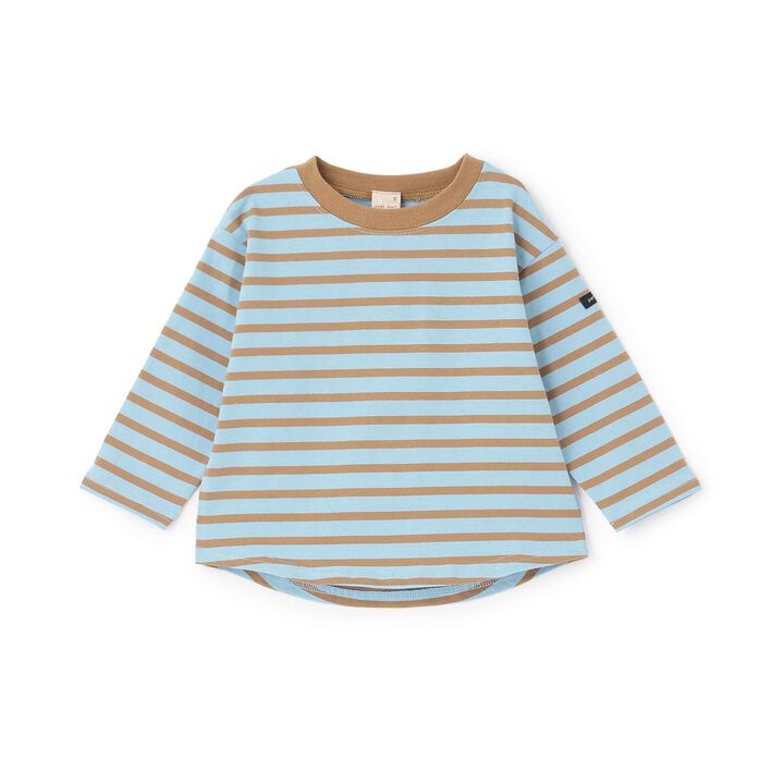Anti-Stain Stripe Long-Sleeve T-Shirt,Light blue, medium image number 0