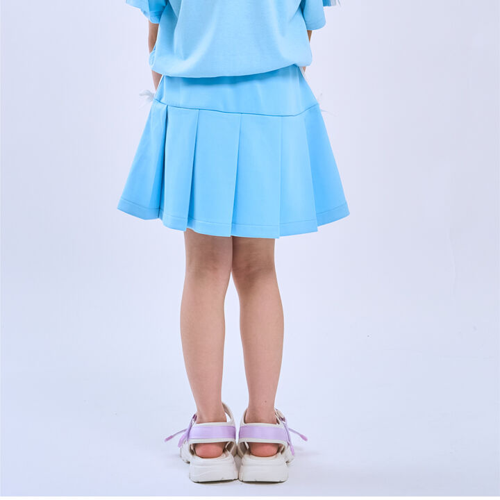 [Cool Touch] Ribbon Line Tuck Skirt with Inner Shorts,Turquoise, medium image number 4