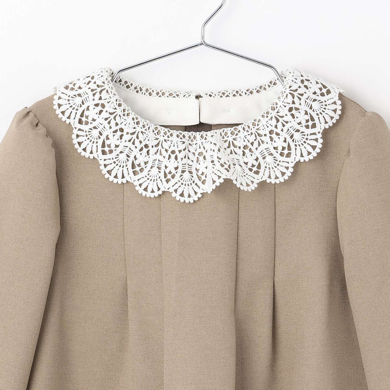 Semi-Formal Lace Collar One-Piece Dress,Beige, large image number 12