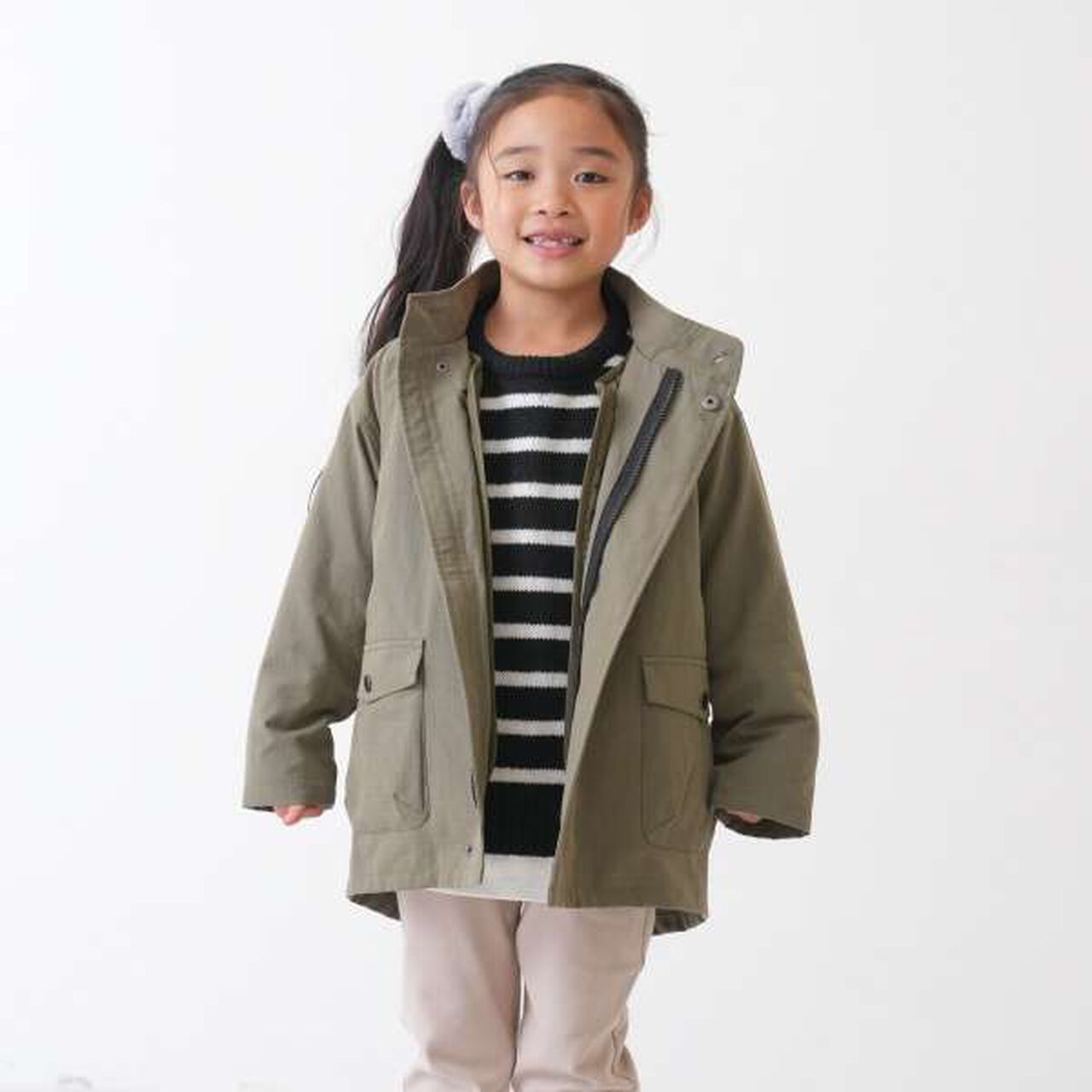 [Matching with Dad Outfit] Machine Washable Kids Layered Hem Knitwear,Striped, large image number 7