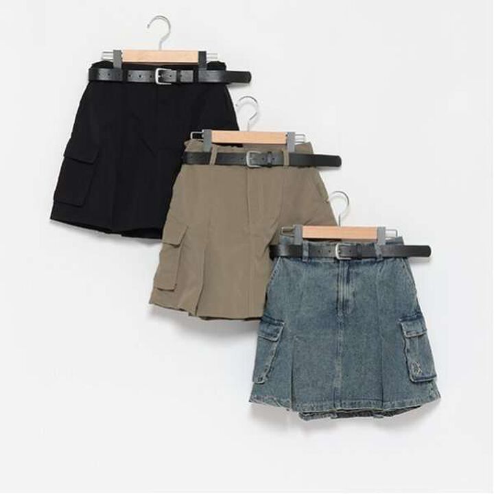 LTXC - Belted Cargo Box Skirt Shorts,Black, medium image number 4