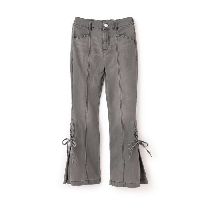 Lace-Up Flare Denim Pants,Gray, medium image number 9