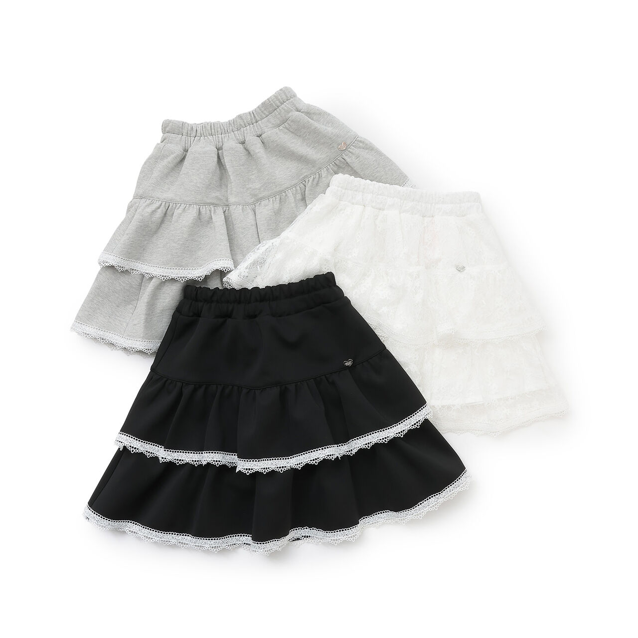 Lace Hem Tiered Skirt with Shorts,Off white, large image number 7
