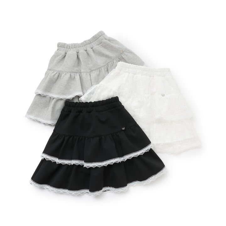 Lace Hem Tiered Skirt with Shorts,Off white, medium image number 7