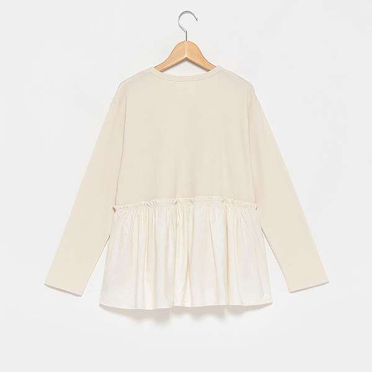 [Link] Ribbon Peplum Long T-Shirt,Ivory, large image number 15