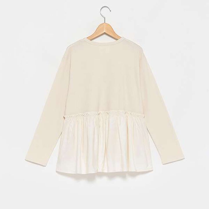 [Link] Ribbon Peplum Long T-Shirt,Ivory, medium image number 15