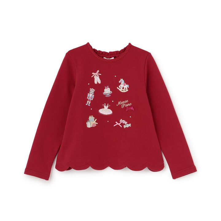 [Popular Item Restocked] [Not Available at Physical Stores] Nutcracker Appliqu&eacute; Sweatshirt with Scalloped Hem,, medium