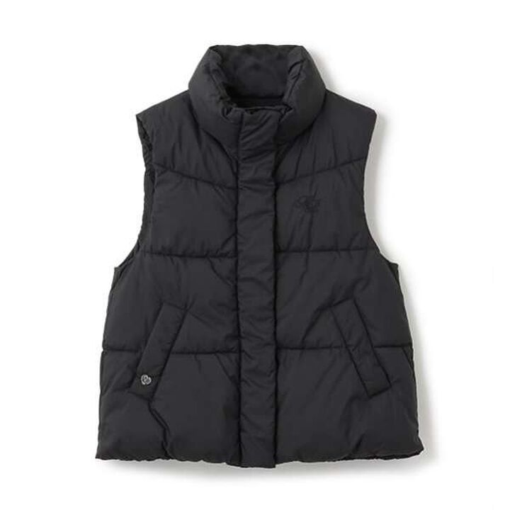 Water-Repellent Stand Collar Puff Vest,Black, medium image number 0
