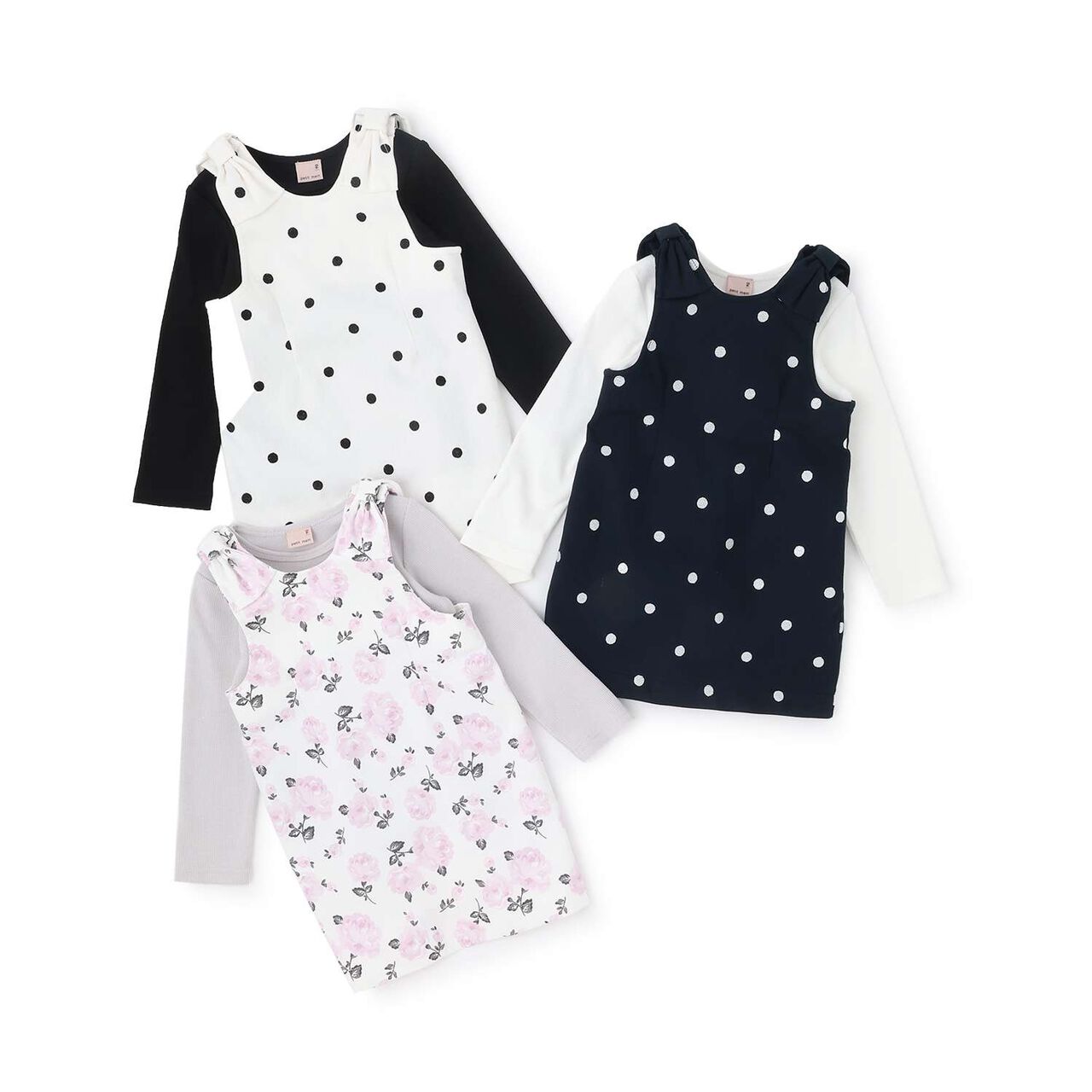 Link Shoulder Ribbon Jumper Skirt Set,Navy, large image number 16