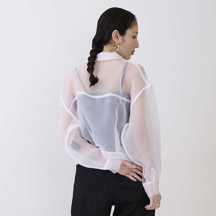 [LADIES] Sheer Shirt Jacket,White, medium image number 4