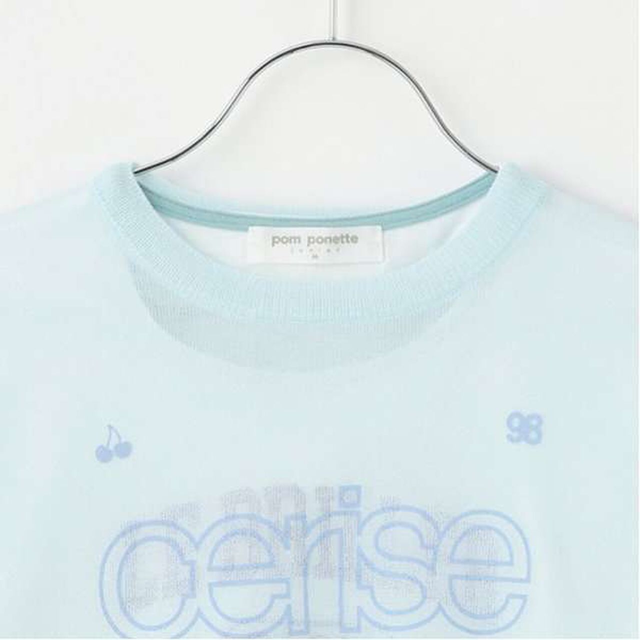 Sheer Knitwear T-Shirt Set,Light blue, large image number 14