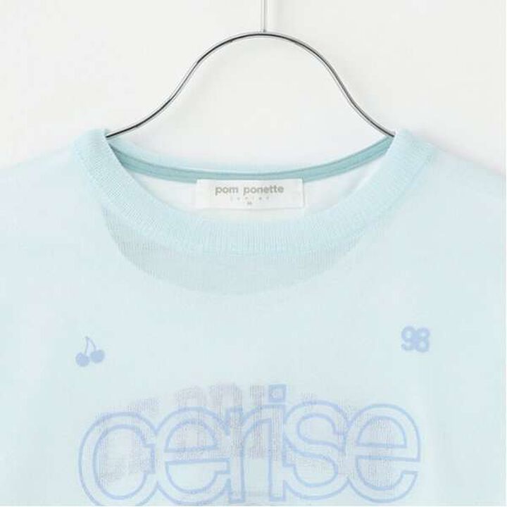 Sheer Knitwear T-Shirt Set,Light blue, medium image number 14