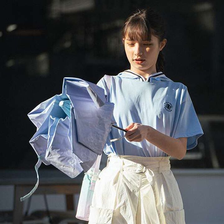 Gradient Tulip Pattern Folding Umbrella,Emerald green, medium image number 3