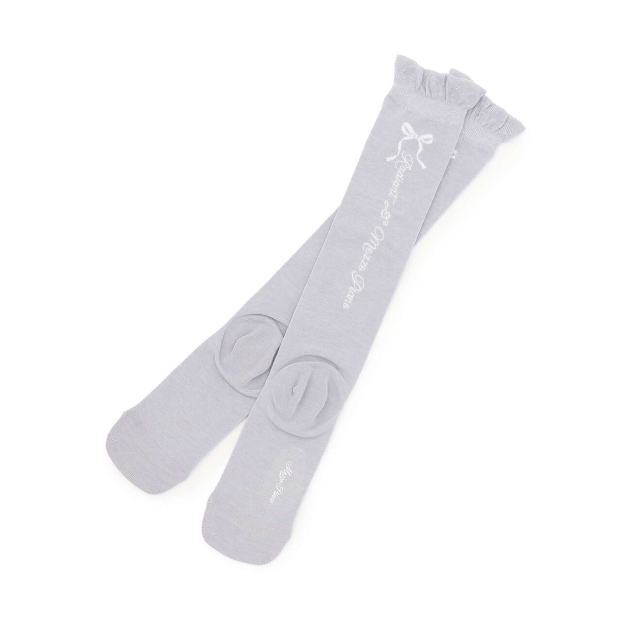 Ribbon & Logo Knee-High Socks,Silver gray, large image number 6