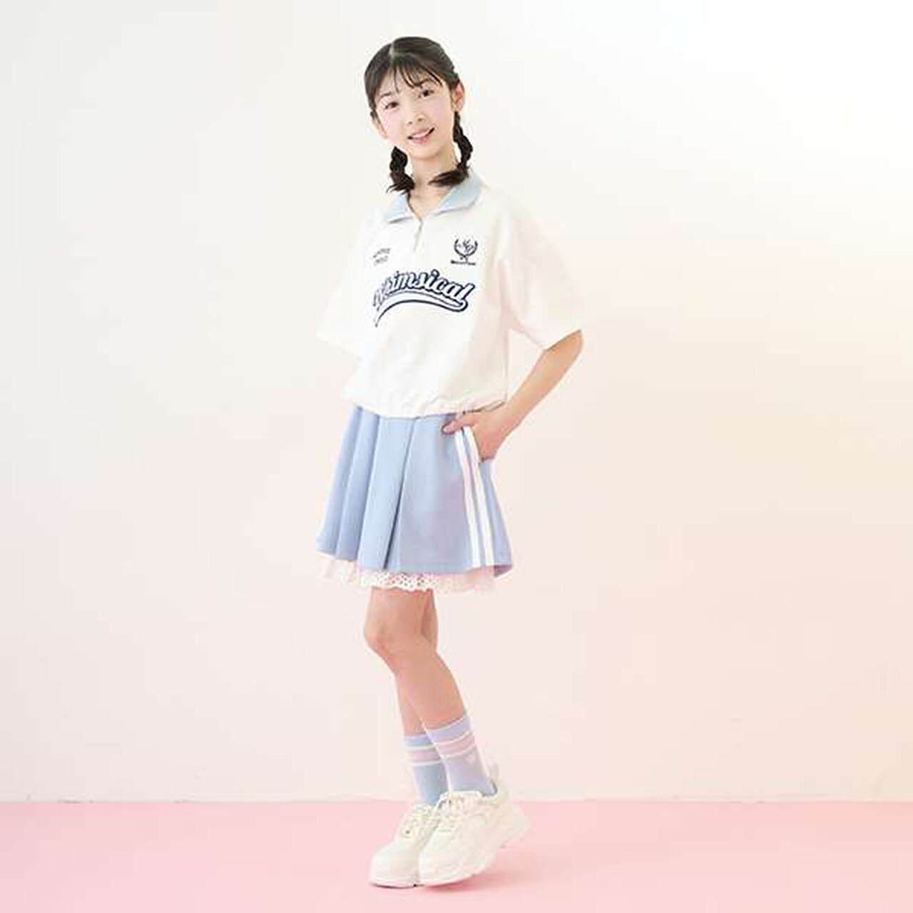 Jersey Skirt & Lace Pants Set,Gray, large image number 20