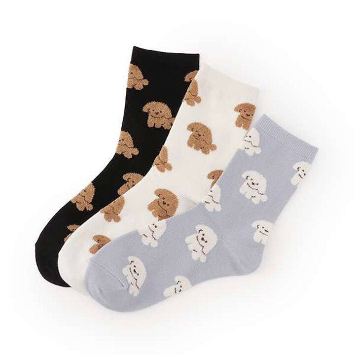 Puppy Pattern Crew Socks,Sax blue, medium image number 4