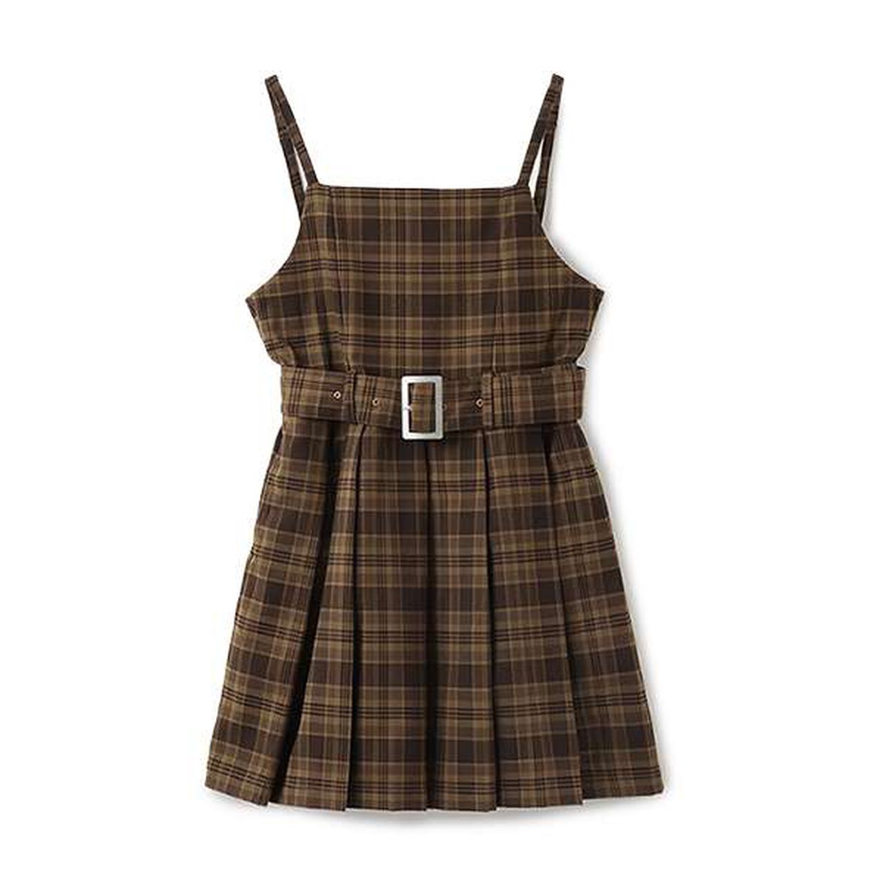 Check Jumper Skirt,Brown, large image number 10
