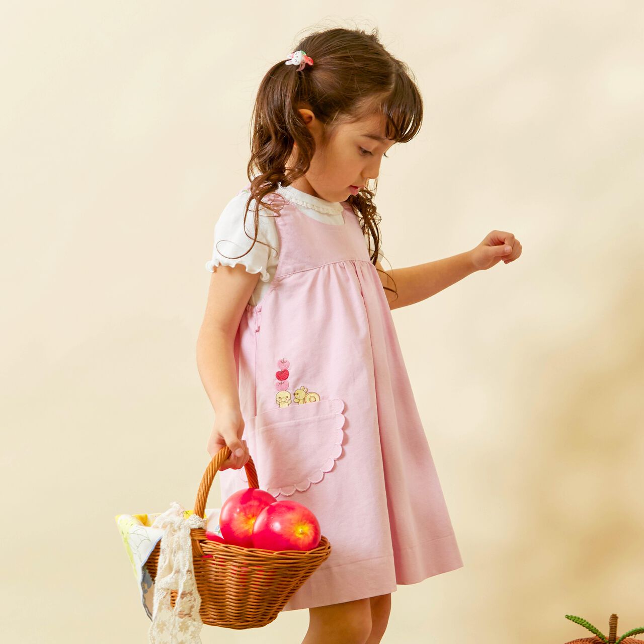 All-Over Pattern Lawn &times; Chambray Reversible Jumper Skirt,Blue, large image number 20