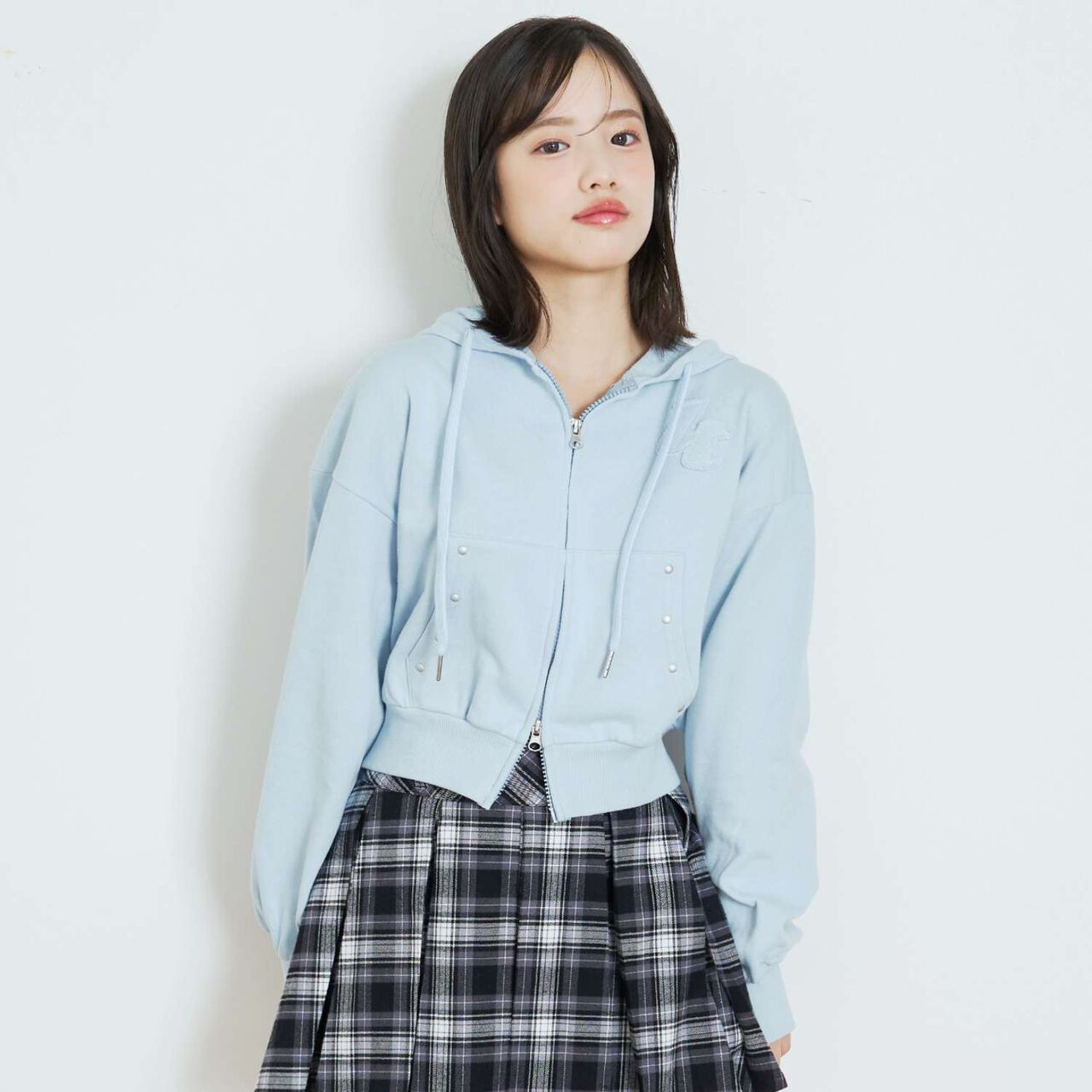 [LTXC/100% Cotton/Set Available] Studded Zip Parka,Black, large image number 1