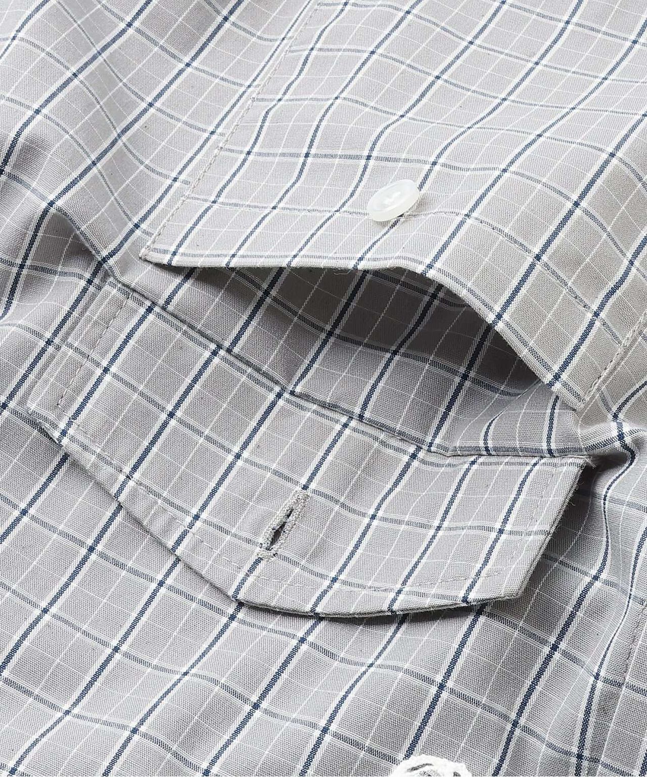 Checkered Shirt with Logo Plate [Korean Fashion],Gray, large image number 12