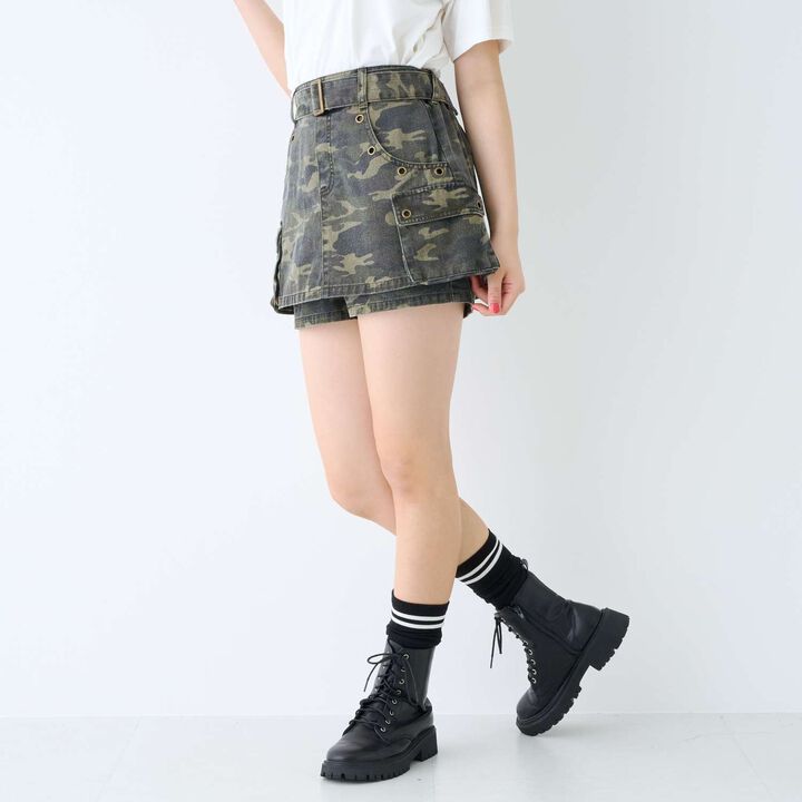 [LTXC] Eyelet A-Line Cargo Skirt,Gray, medium image number 3